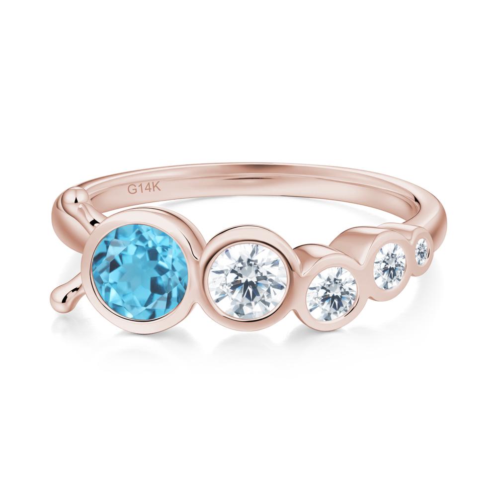 Round Swiss Blue Topaz Bubble Ring - LUO Jewelry #metal_14k rose gold