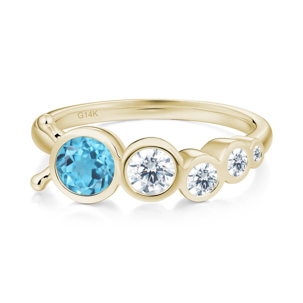 Round Swiss Blue Topaz Bubble Ring - LUO Jewelry #metal_14k yellow gold