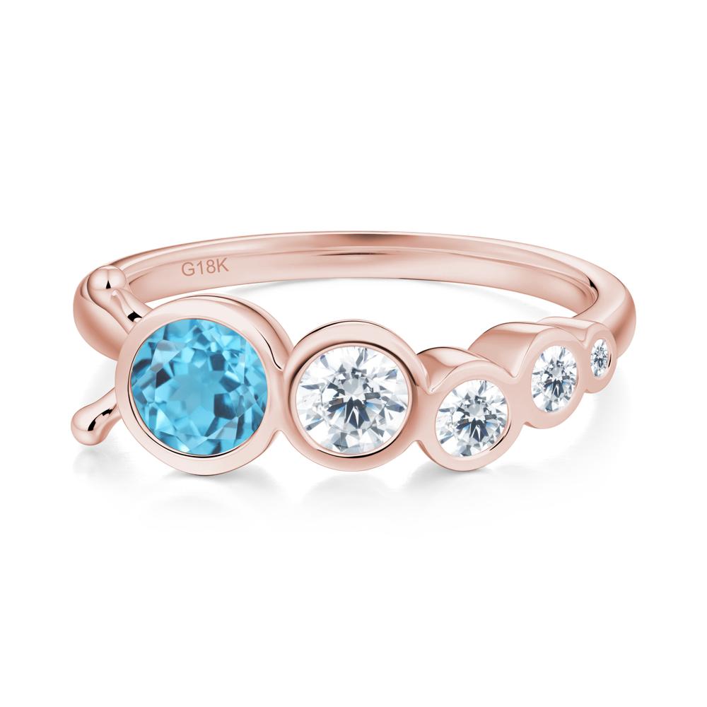 Round Swiss Blue Topaz Bubble Ring - LUO Jewelry #metal_18k rose gold