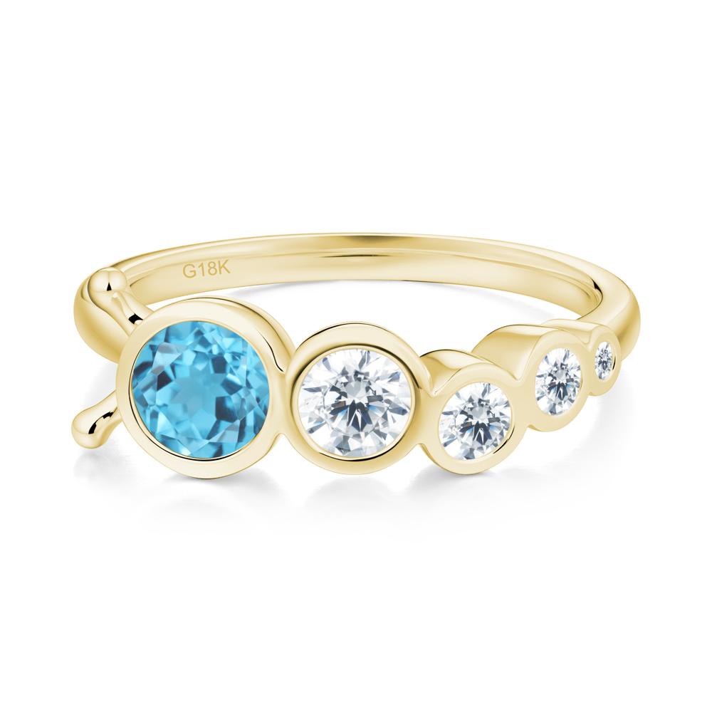 Round Swiss Blue Topaz Bubble Ring - LUO Jewelry #metal_18k yellow gold