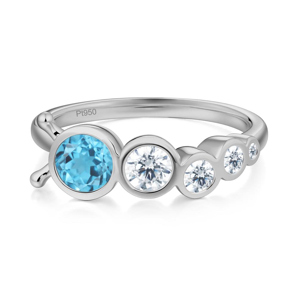 Round Swiss Blue Topaz Bubble Ring - LUO Jewelry #metal_platinum