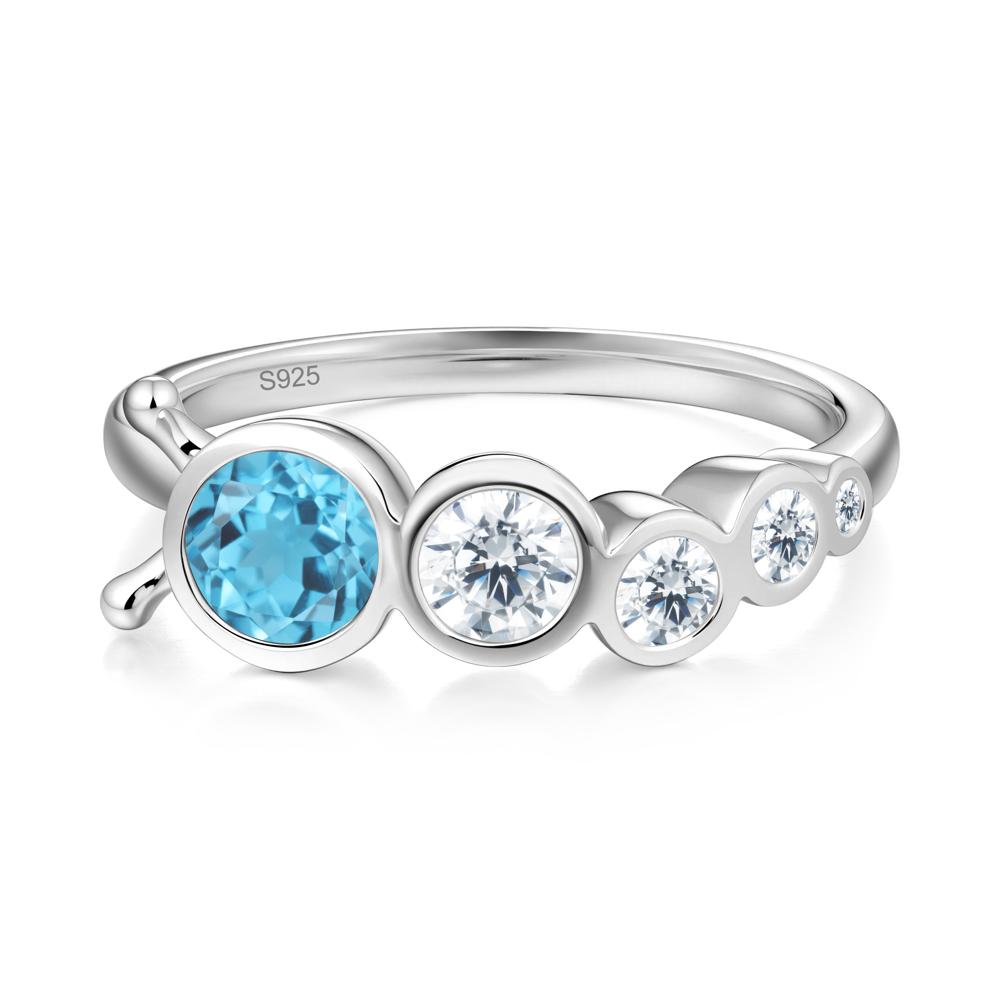 Round Swiss Blue Topaz Bubble Ring - LUO Jewelry #metal_sterling silver