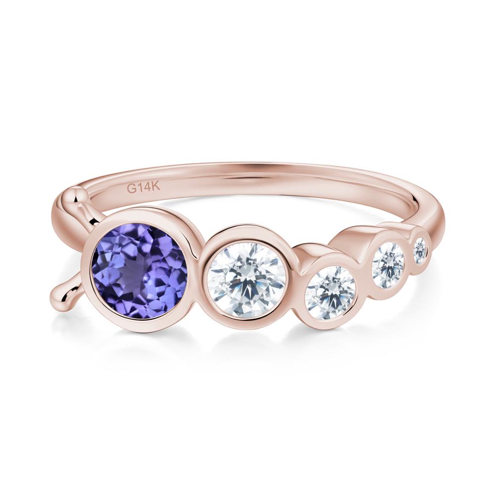 Five-Stone Graduated Bezel Tanzanite Ring - LUO Jewelry #metal_14k rose gold