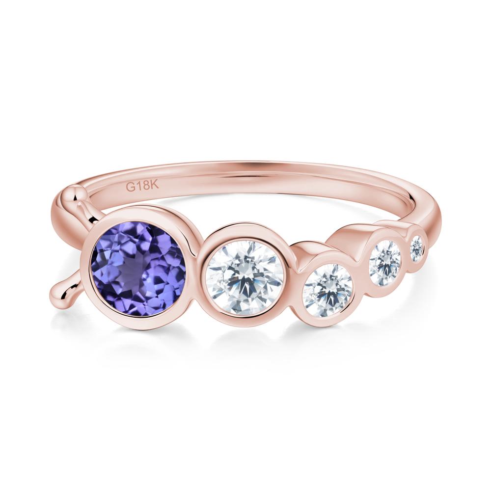 Five-Stone Graduated Bezel Tanzanite Ring - LUO Jewelry #metal_18k rose gold