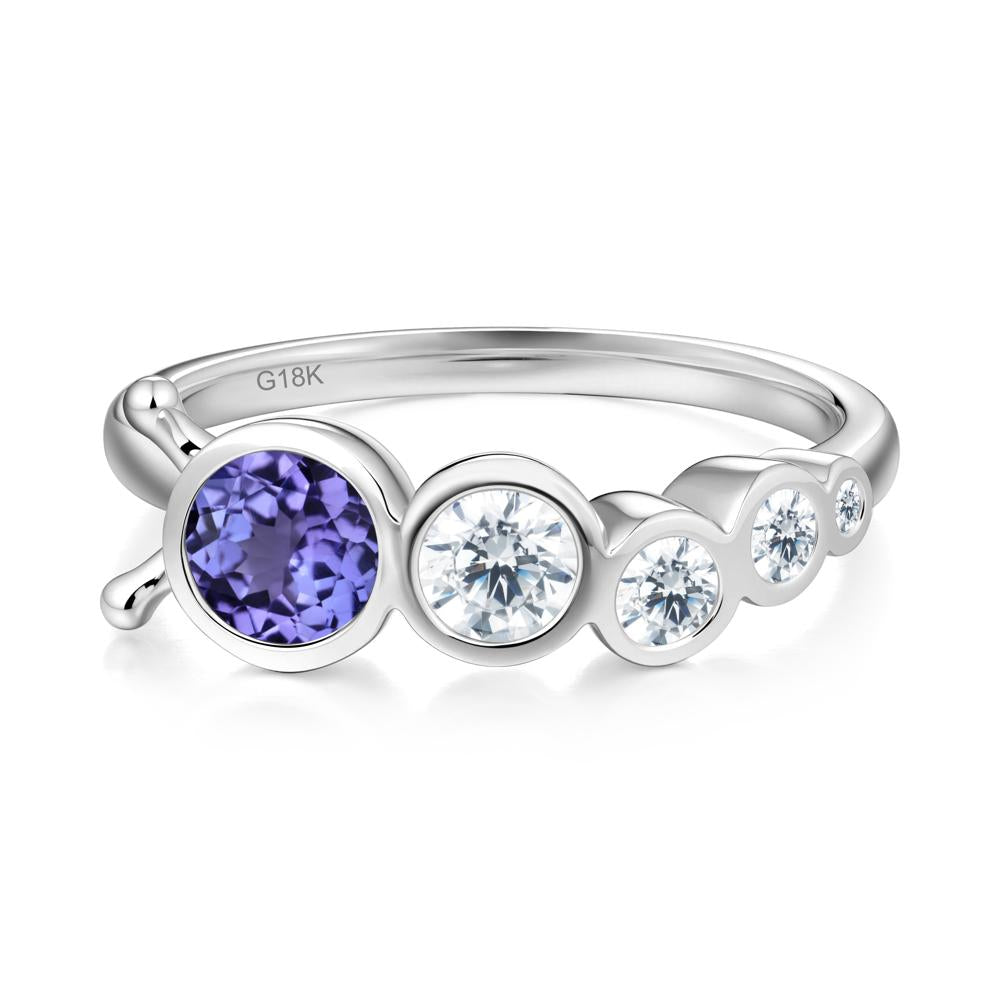 Five-Stone Graduated Bezel Tanzanite Ring - LUO Jewelry #metal_18k white gold