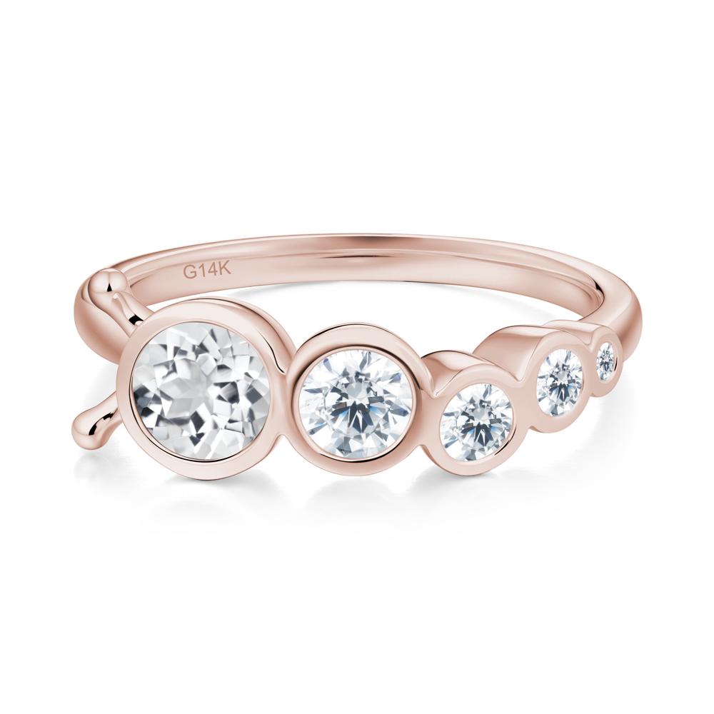 Five-Stone Graduated Bezel White Topaz Ring - LUO Jewelry #metal_14k rose gold