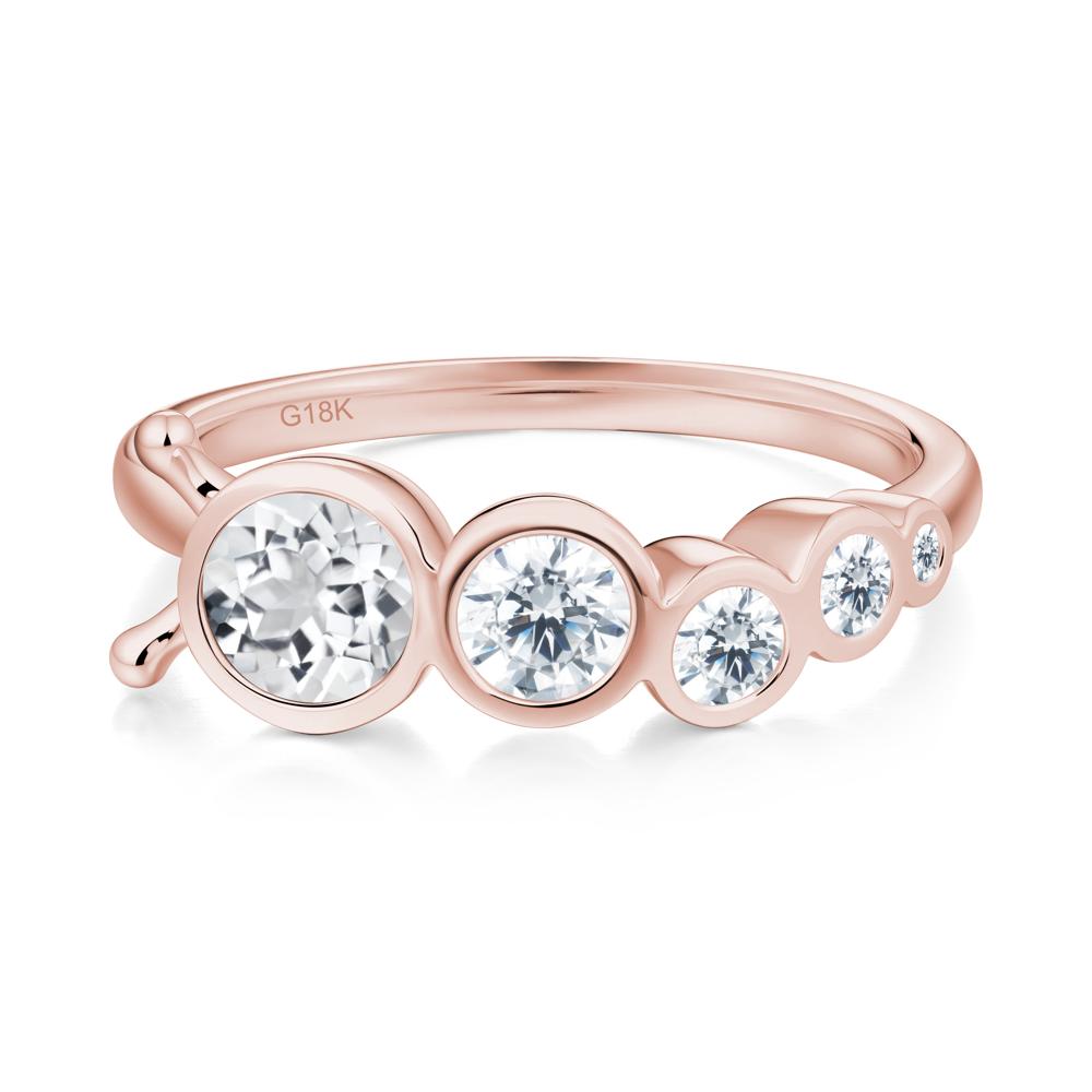 Five-Stone Graduated Bezel White Topaz Ring - LUO Jewelry #metal_18k rose gold