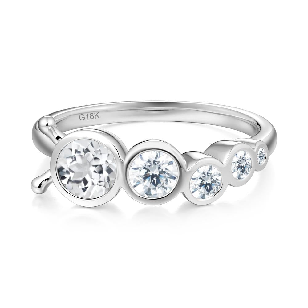 Five-Stone Graduated Bezel White Topaz Ring - LUO Jewelry #metal_18k white gold