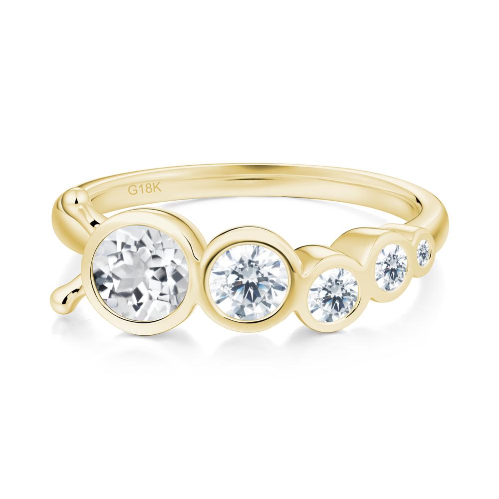 Five-Stone Graduated Bezel White Topaz Ring - LUO Jewelry #metal_18k yellow gold