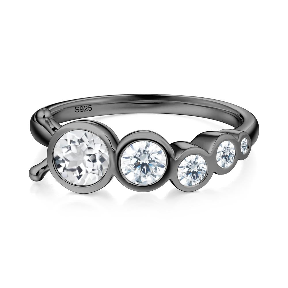 Five-Stone Graduated Bezel White Topaz Ring - LUO Jewelry #metal_black finish sterling silver