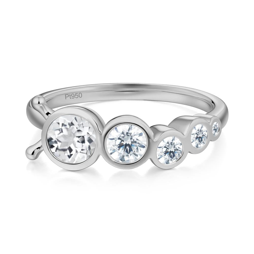 Five-Stone Graduated Bezel White Topaz Ring - LUO Jewelry #metal_platinum