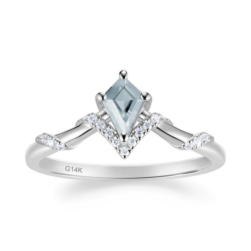 Celestial Kite Cut Aquamarine Promise Ring - LUO Jewelry #metal_14k white gold
