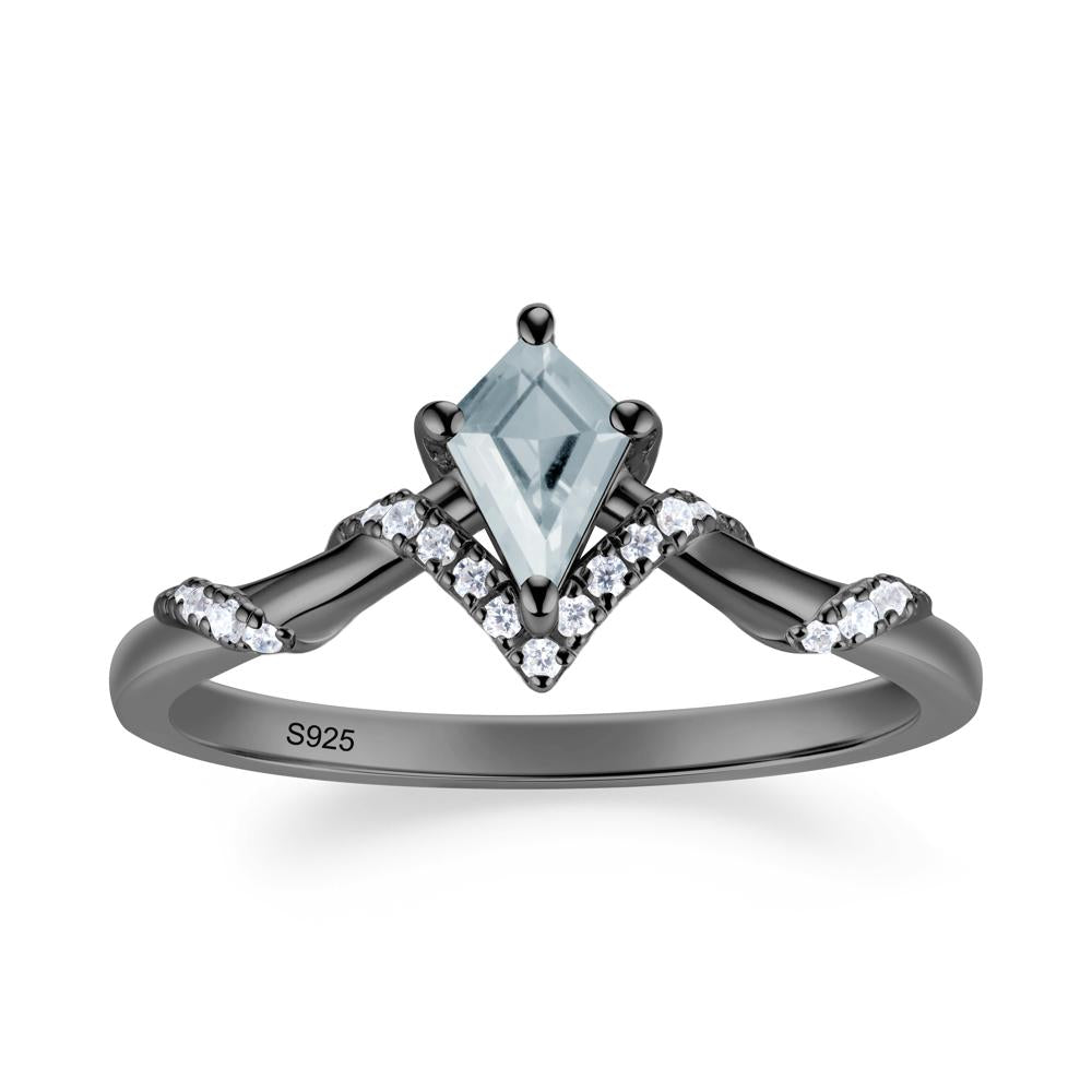 Celestial Kite Cut Aquamarine Promise Ring - LUO Jewelry #metal_black finish sterling silver