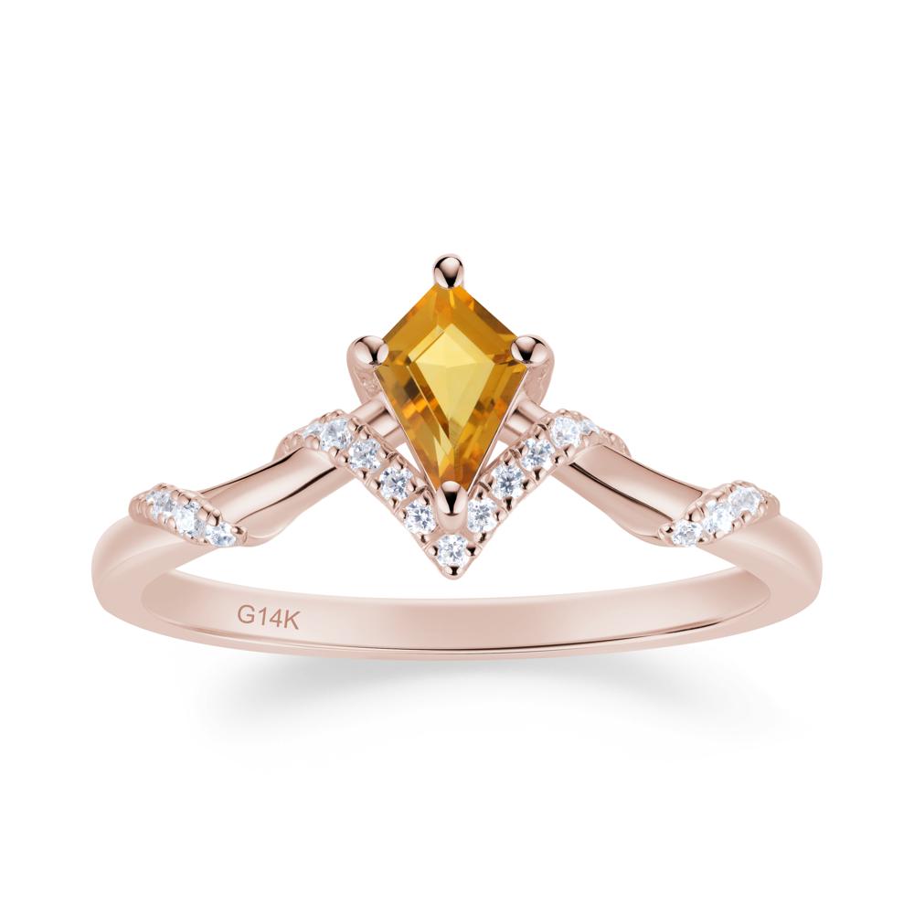 Celestial Kite Cut Citrine Promise Ring - LUO Jewelry #metal_14k rose gold