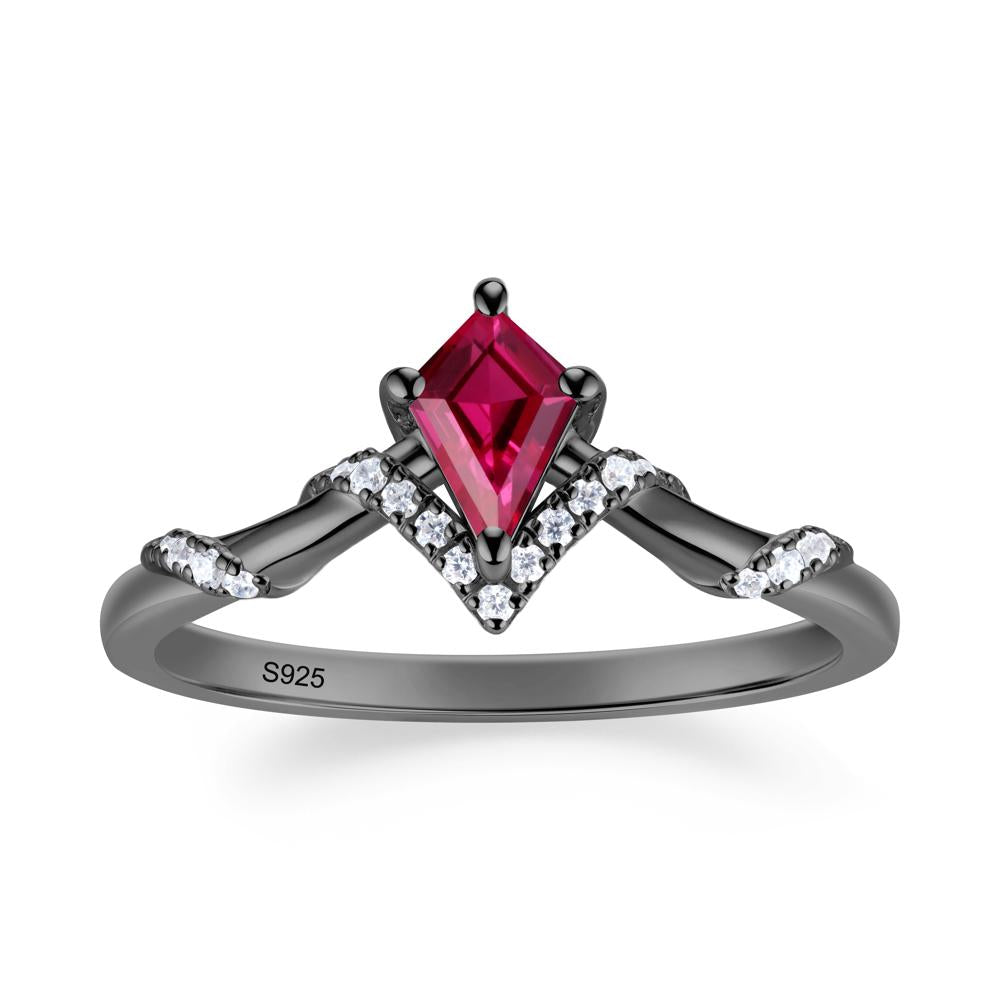 Celestial Kite Cut Ruby Promise Ring - LUO Jewelry #metal_black finish sterling silver