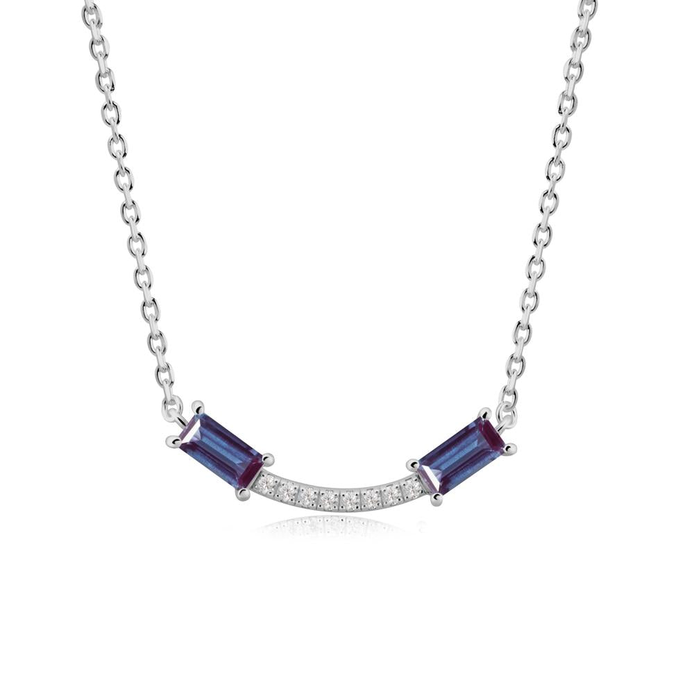 Two Baguette Alexandrite Necklace - LUO Jewelry #metal_platinum