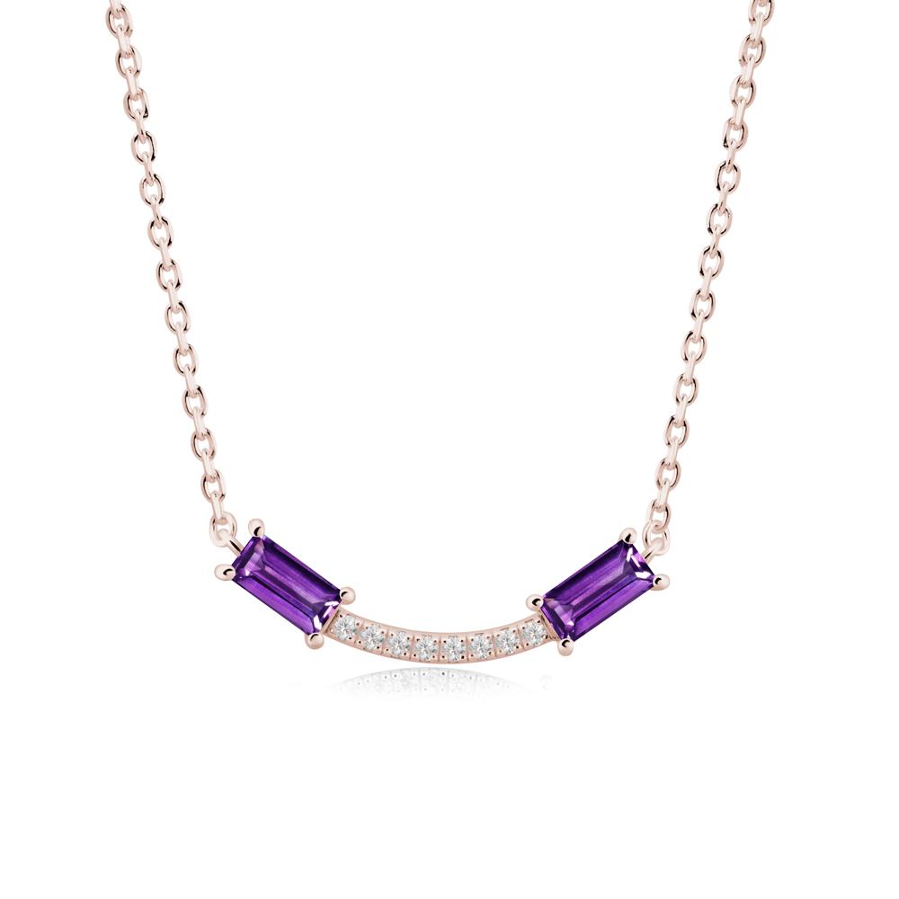 Two Baguette Amethyst Smile Necklace - LUO Jewelry #metal_14k rose gold