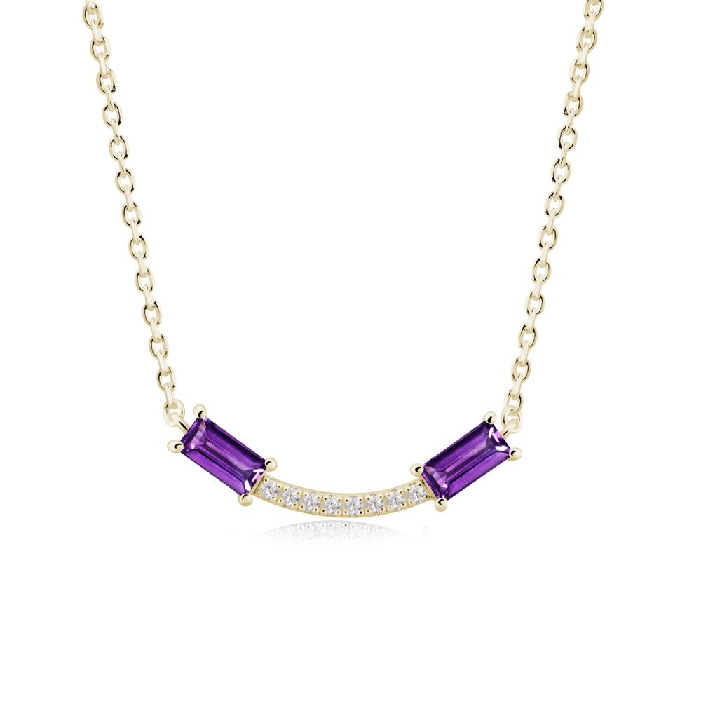 Two Baguette Amethyst Smile Necklace - LUO Jewelry #metal_14k yellow gold