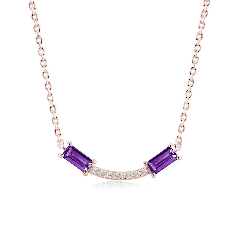 Two Baguette Amethyst Smile Necklace - LUO Jewelry #metal_18k rose gold