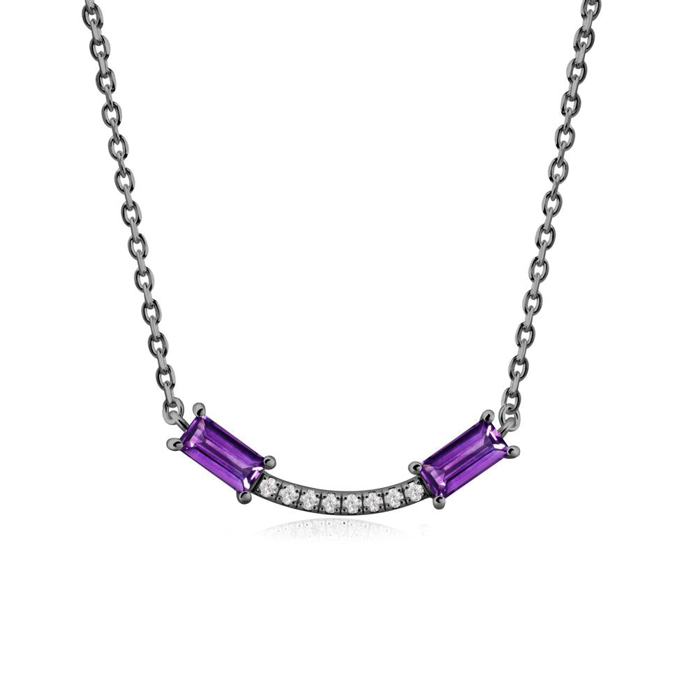 Two Baguette Amethyst Smile Necklace - LUO Jewelry #metal_black finish sterling silver