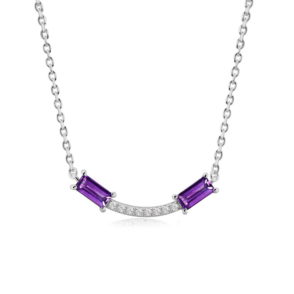 Two Baguette Amethyst Smile Necklace - LUO Jewelry #metal_platinum