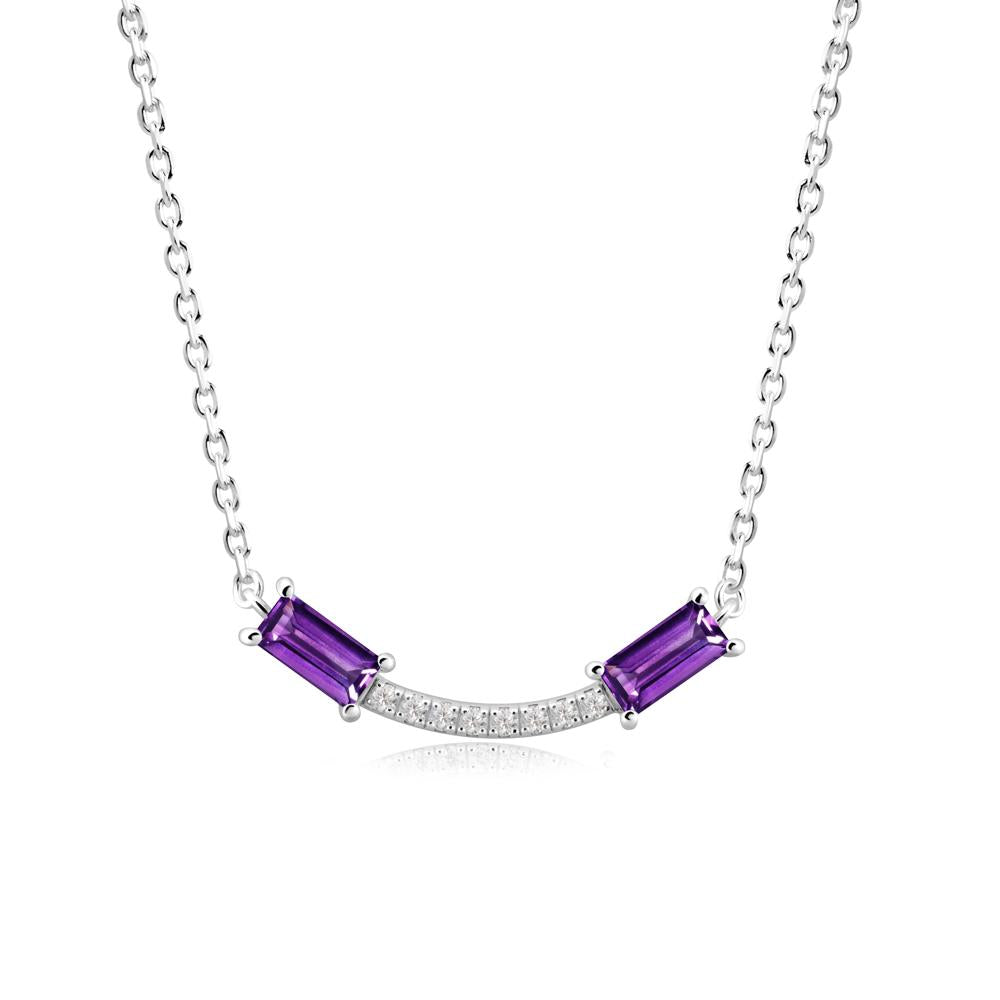 Two Baguette Amethyst Smile Necklace - LUO Jewelry #metal_sterling silver