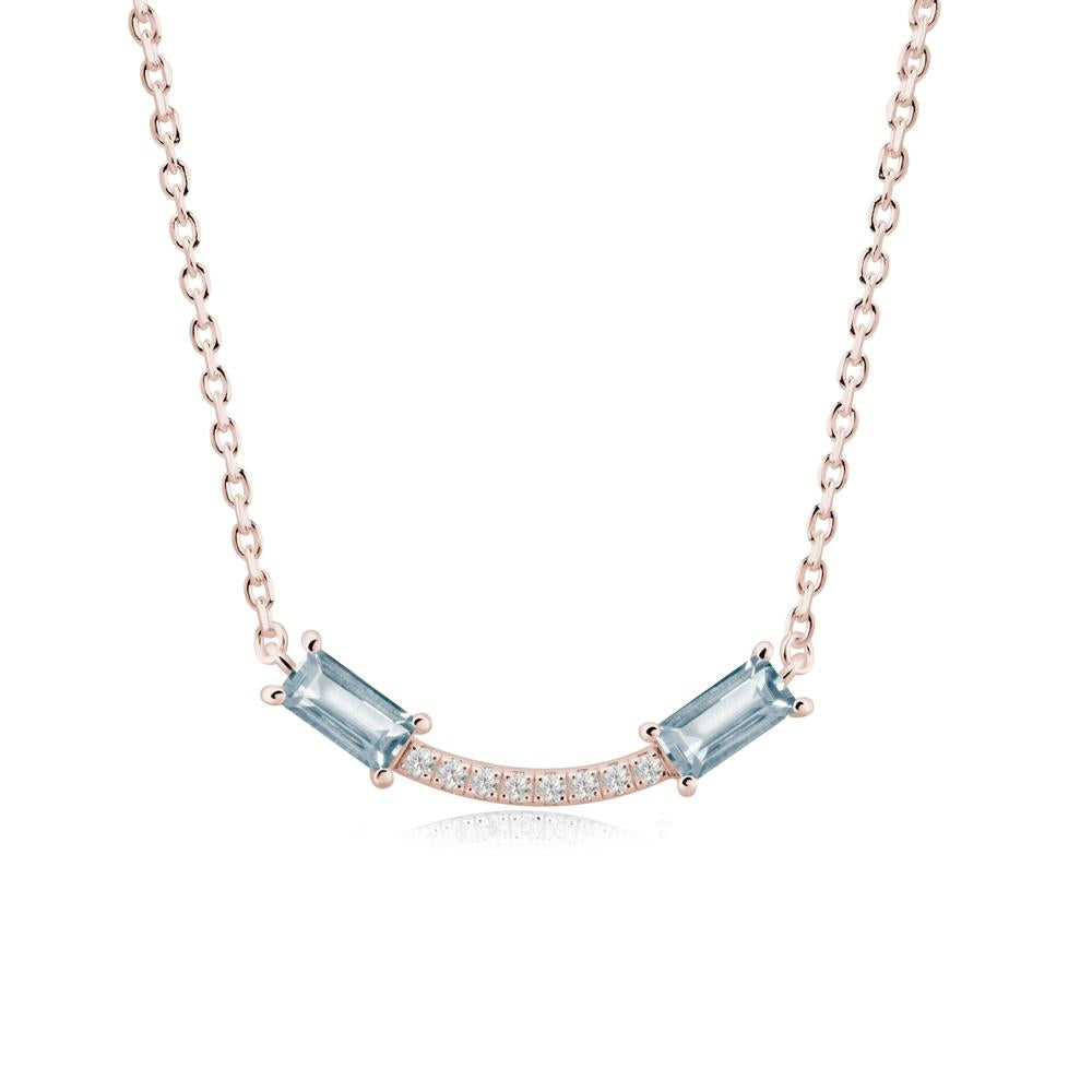 Two Baguette Aquamarine Necklace - LUO Jewelry #metal_14k rose gold