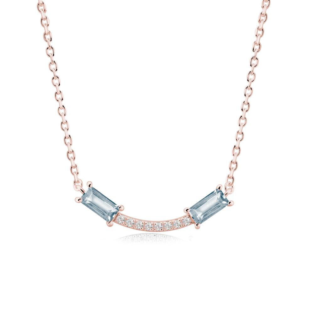 Two Baguette Aquamarine Necklace - LUO Jewelry #metal_18k rose gold