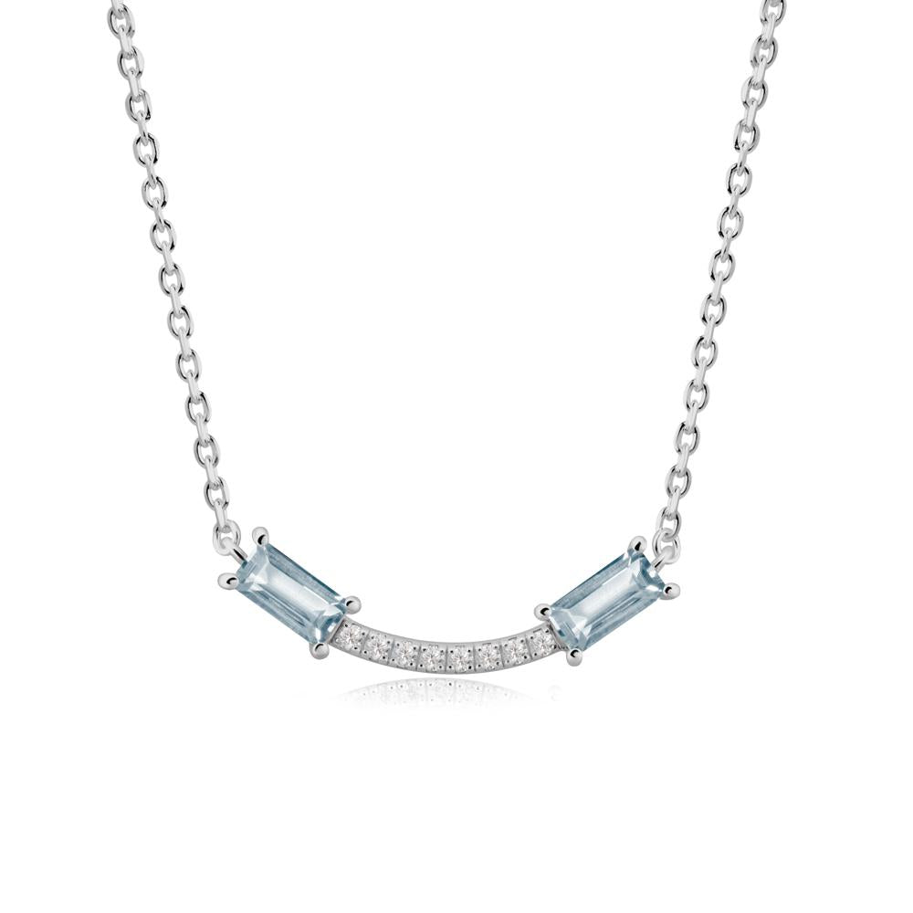 Two Baguette Aquamarine Necklace - LUO Jewelry #metal_platinum