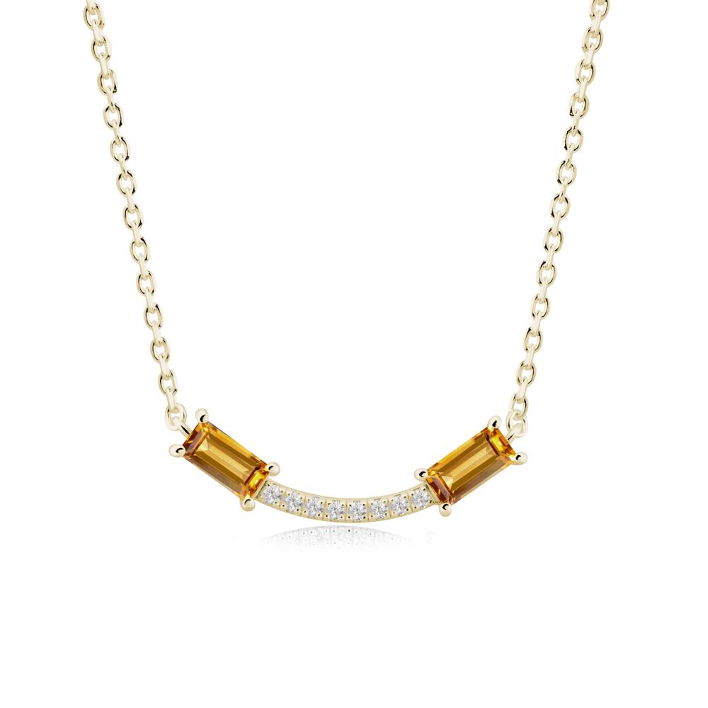 Two Baguette Citrine Smile Necklace - LUO Jewelry #metal_14k yellow gold