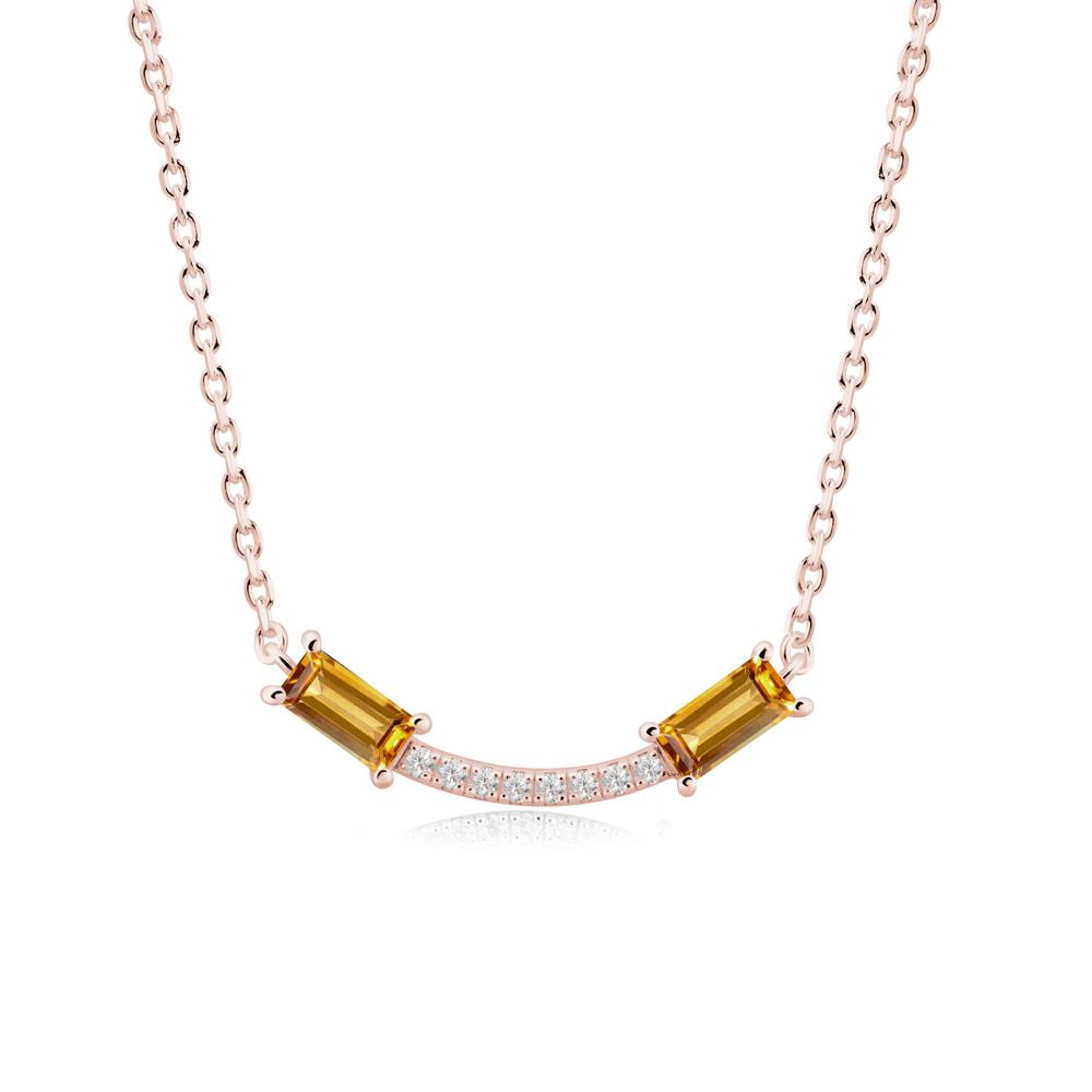 Two Baguette Citrine Smile Necklace - LUO Jewelry #metal_18k rose gold