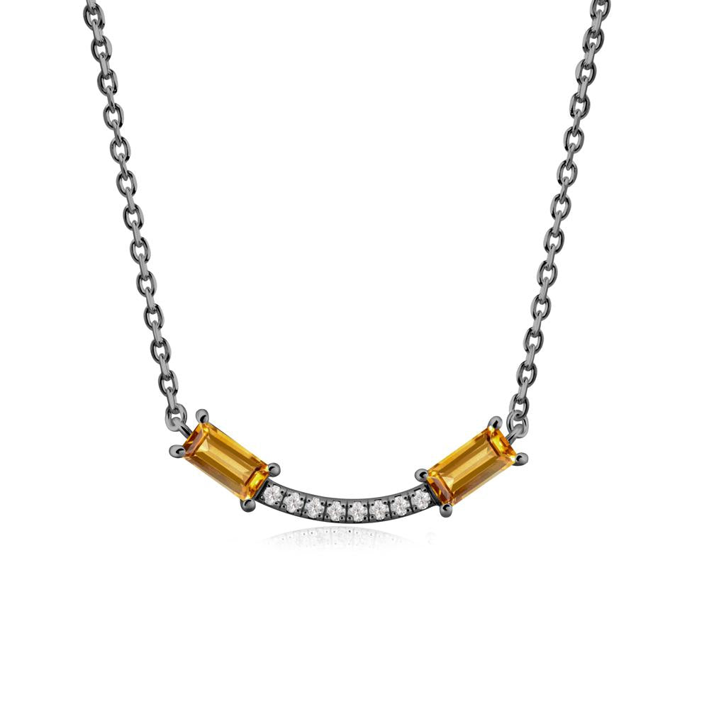 Two Baguette Citrine Smile Necklace - LUO Jewelry #metal_black finish sterling silver