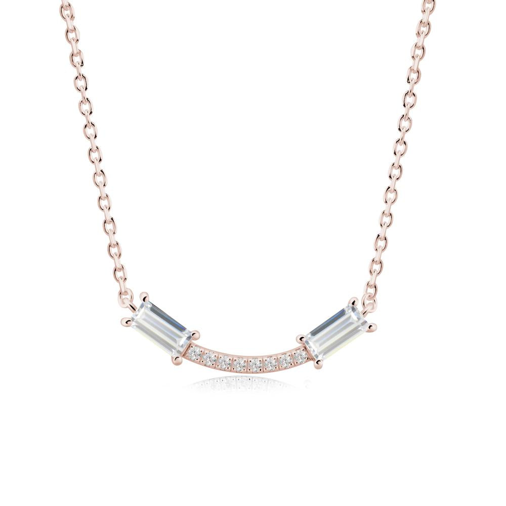 Two Baguette Cubic Zirconia Necklace - LUO Jewelry #metal_14k rose gold