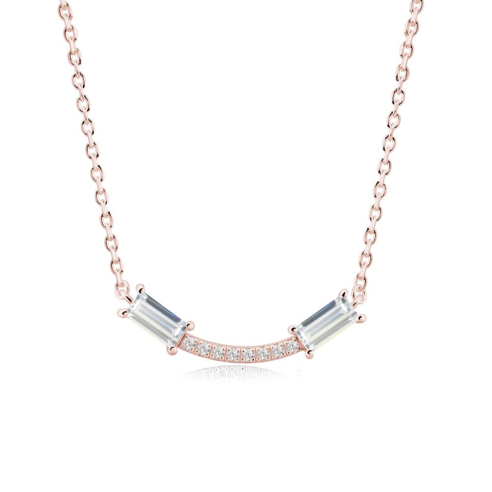 Two Baguette Cubic Zirconia Necklace - LUO Jewelry #metal_18k rose gold
