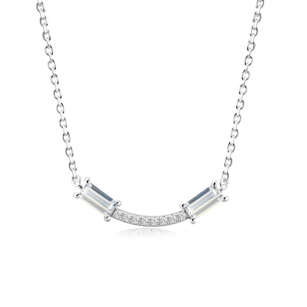Two Baguette Cubic Zirconia Necklace - LUO Jewelry #metal_18k white gold