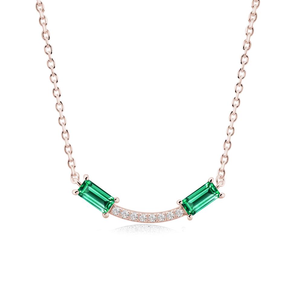 Two Baguette Emerald Necklace - LUO Jewelry #metal_14k rose gold