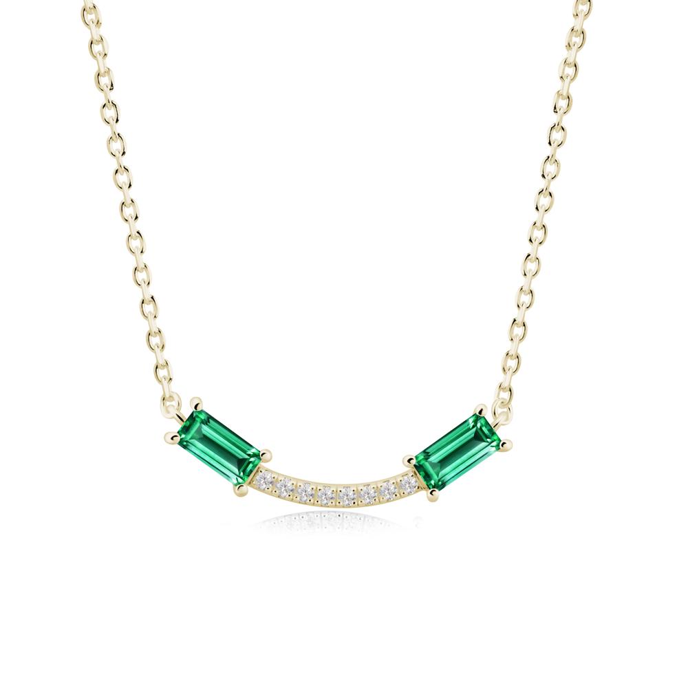 Two Baguette Emerald Necklace - LUO Jewelry #metal_14k yellow gold
