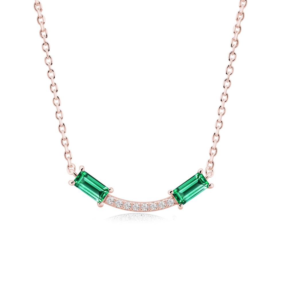 Two Baguette Emerald Necklace - LUO Jewelry #metal_18k rose gold