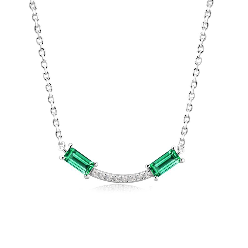 Two Baguette Emerald Necklace - LUO Jewelry #metal_18k white gold