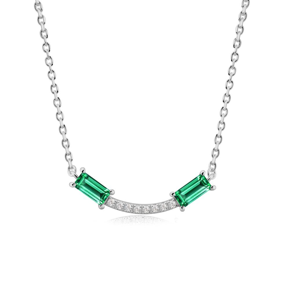 Two Baguette Emerald Necklace - LUO Jewelry #metal_platinum