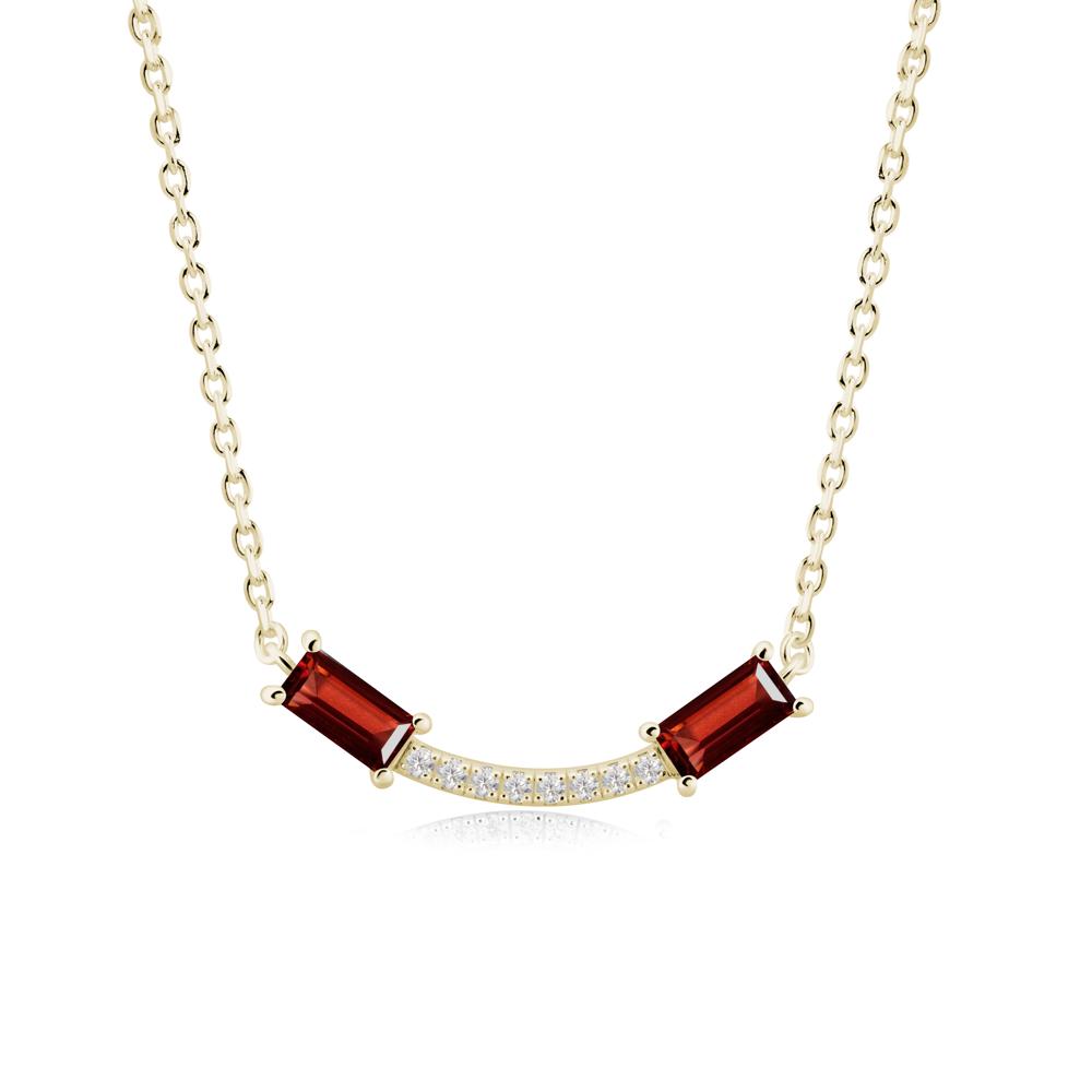 Two Baguette Garnet Necklace - LUO Jewelry #metal_14k yellow gold