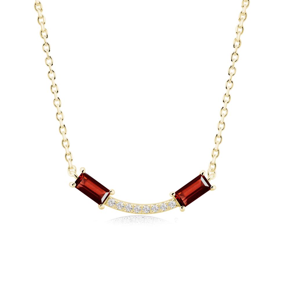 Two Baguette Garnet Necklace - LUO Jewelry #metal_18k yellow gold