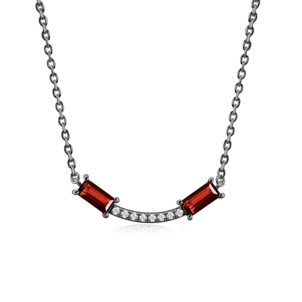 Two Baguette Garnet Necklace - LUO Jewelry #metal_black finish sterling silver