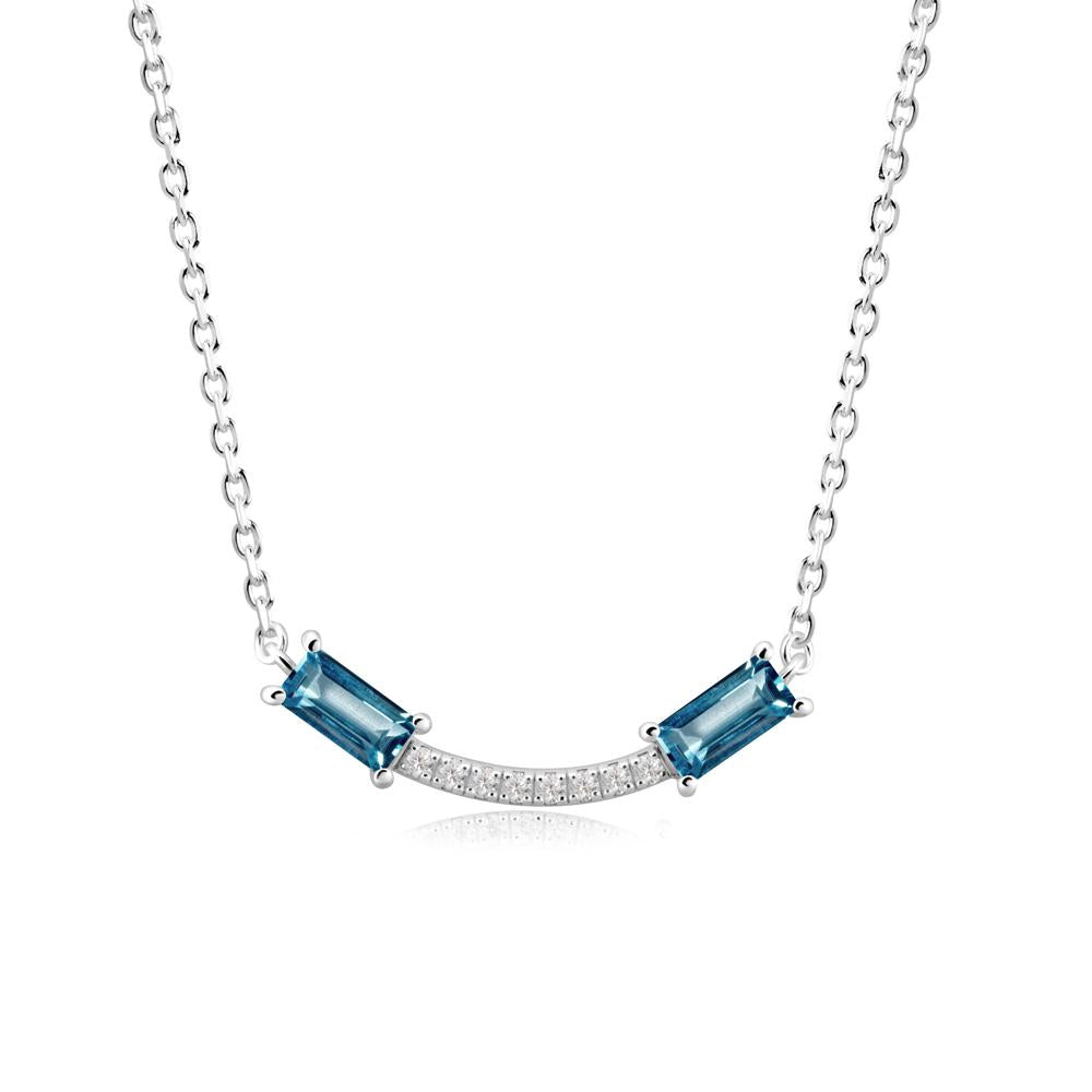Two Baguette London Blue Topaz Smile Necklace - LUO Jewelry #metal_14k white gold