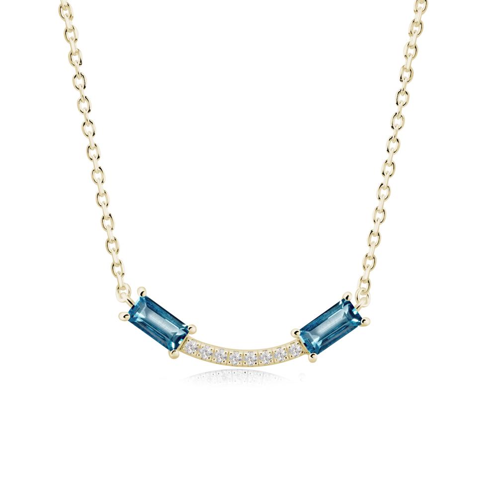 Two Baguette London Blue Topaz Smile Necklace - LUO Jewelry #metal_14k yellow gold