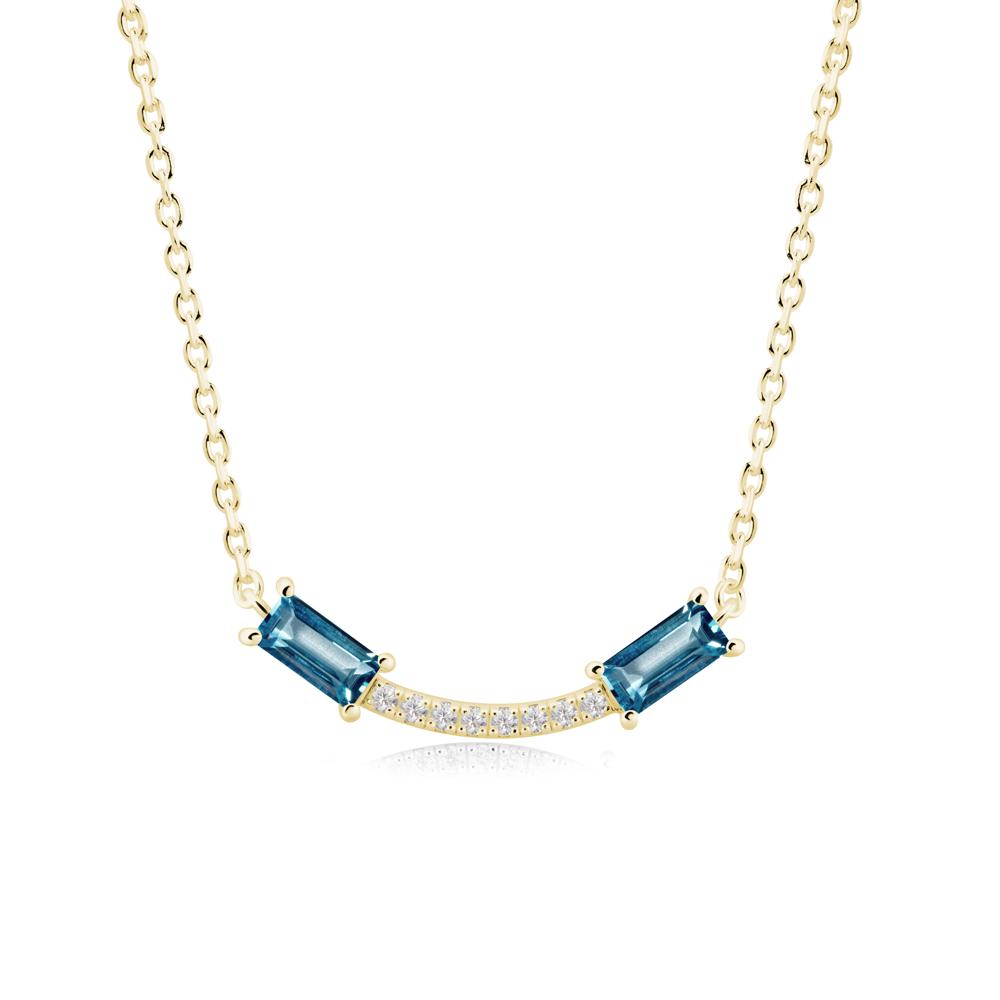 Two Baguette London Blue Topaz Smile Necklace - LUO Jewelry #metal_18k yellow gold
