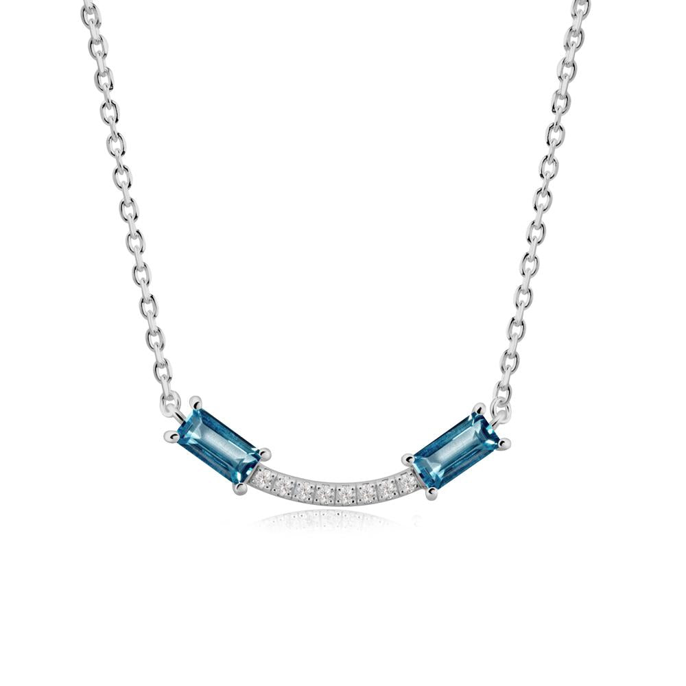Two Baguette London Blue Topaz Smile Necklace - LUO Jewelry #metal_platinum