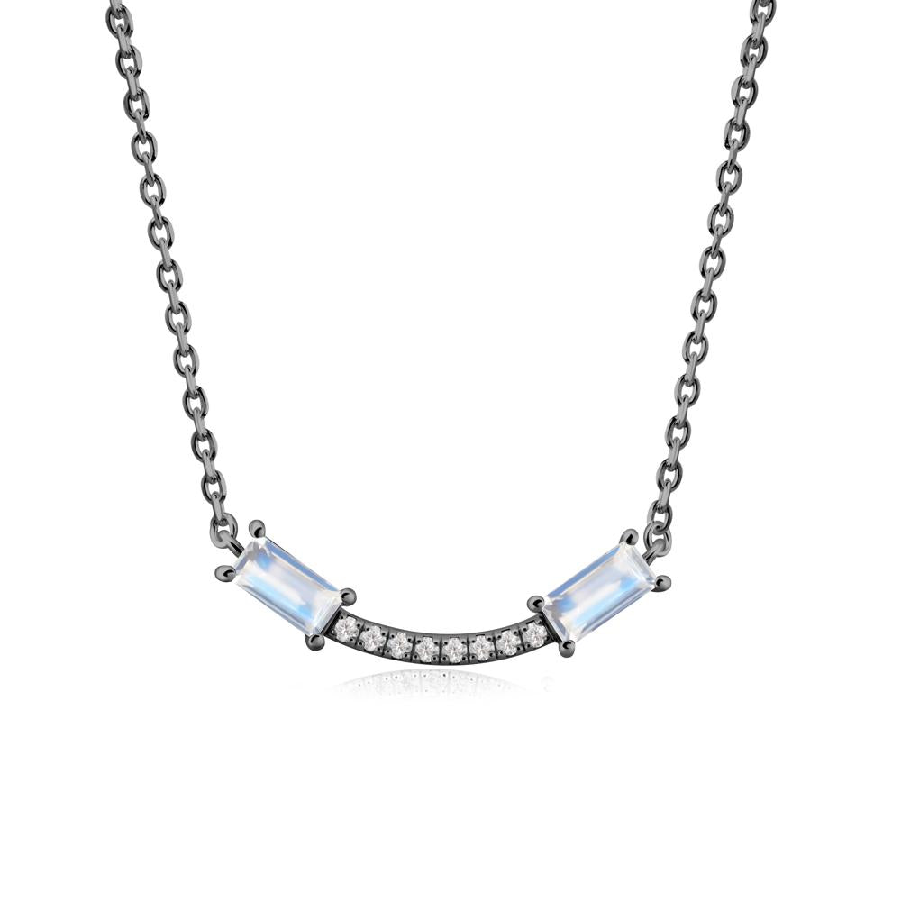 Two Baguette Moonstone Necklace - LUO Jewelry #metal_black finish sterling silver