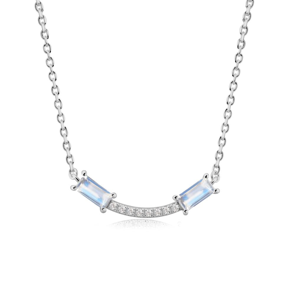 Two Baguette Moonstone Necklace - LUO Jewelry #metal_platinum