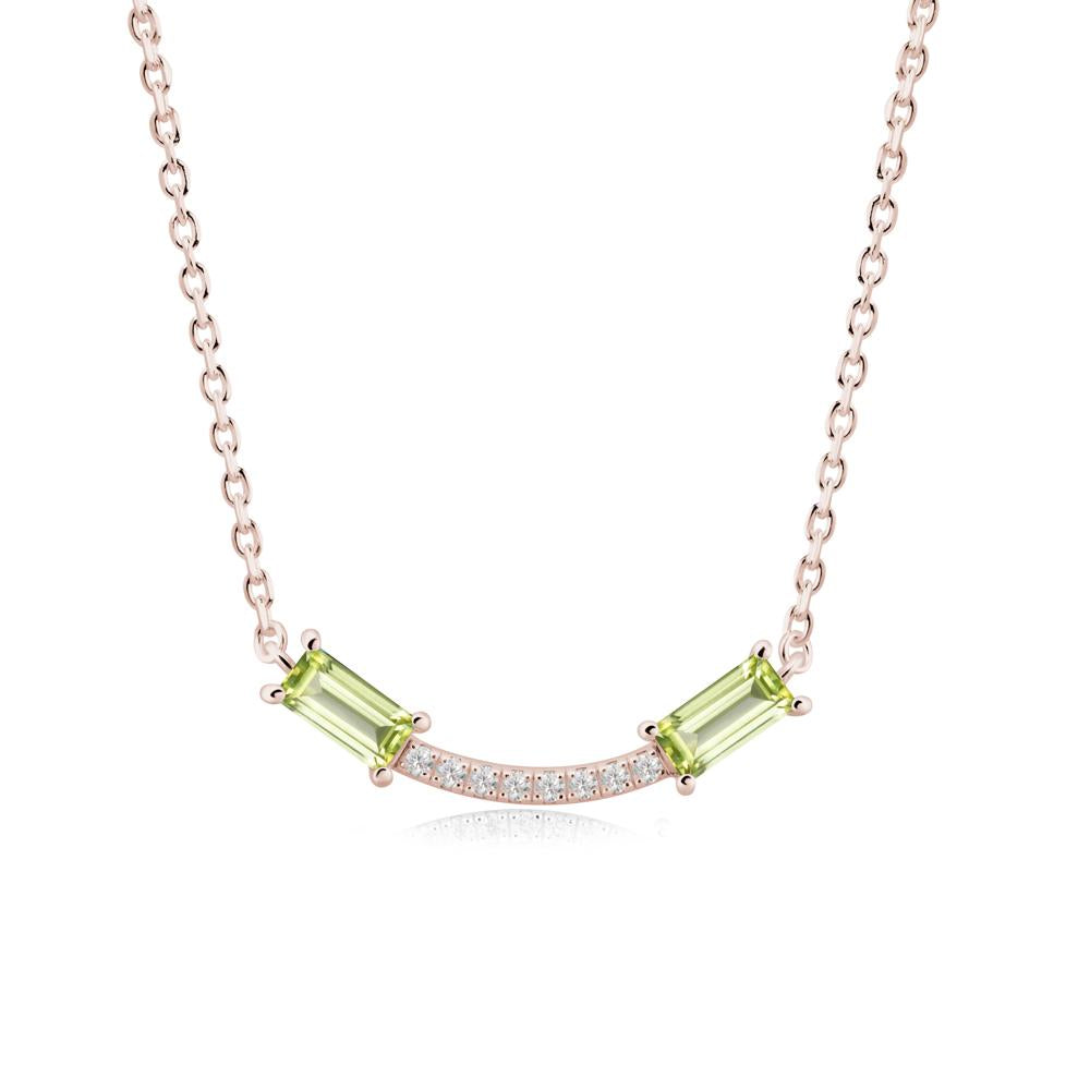 Two Baguette Peridot Smile Necklace - LUO Jewelry #metal_14k rose gold